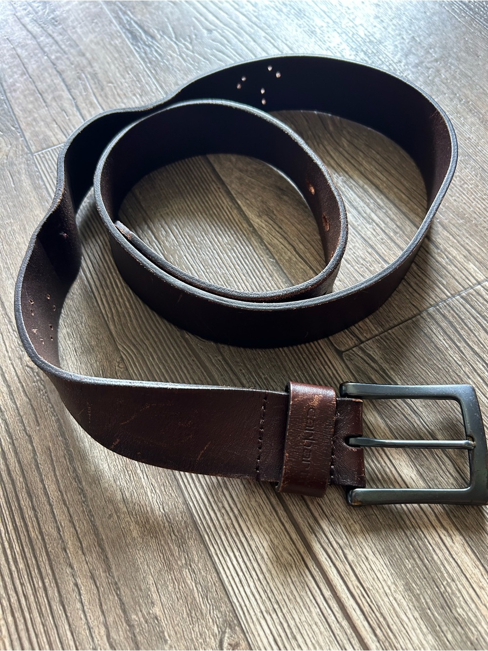 Carhartt Dark Brown Leather Belt with Matte Metal Buckle